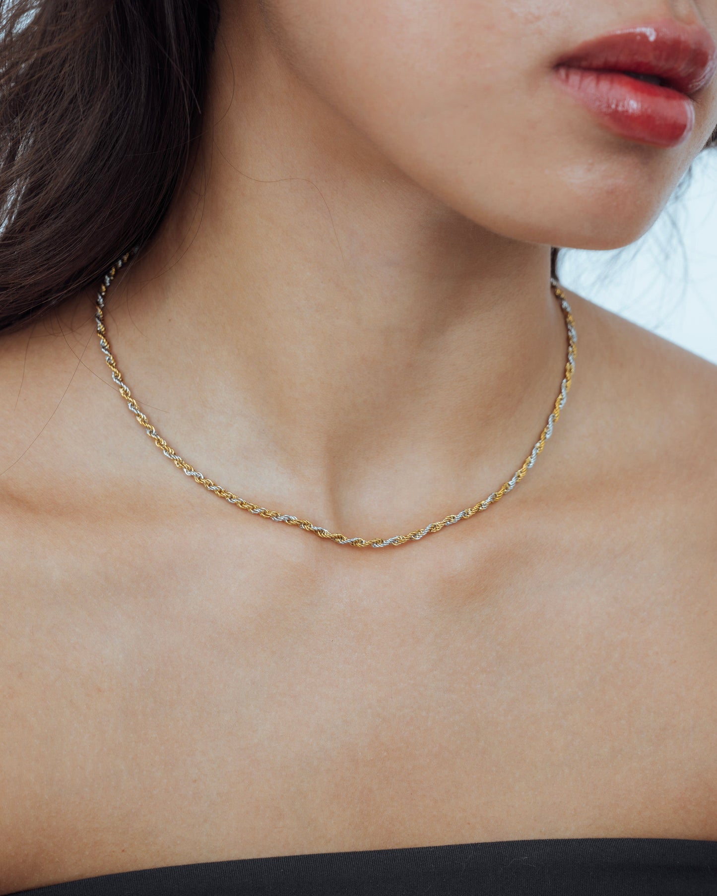 Two Toned Rope Chain Necklace