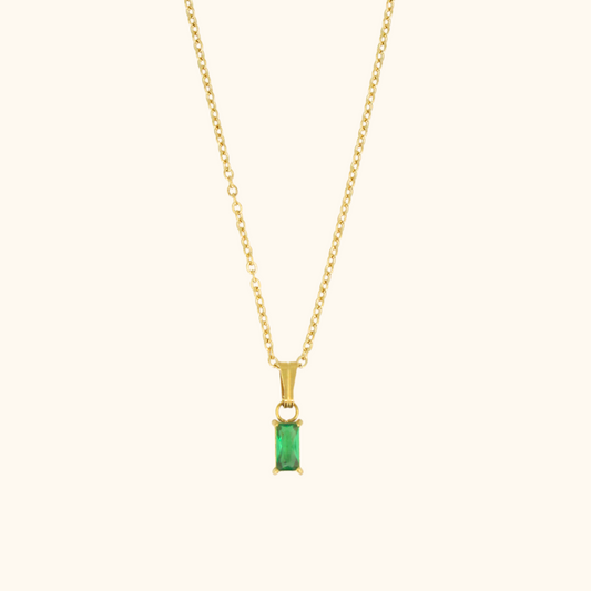 Dainty Emerald Diamond Necklace