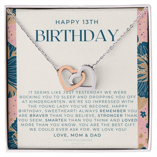 Gift For 13 Year Old Girl Gifts 13Th Birthday Girl 13Th Birthday Gift Thirteenth Birthday Necklace Teen Birthday Gift Official Teenager Interlocking Hearts Necklace