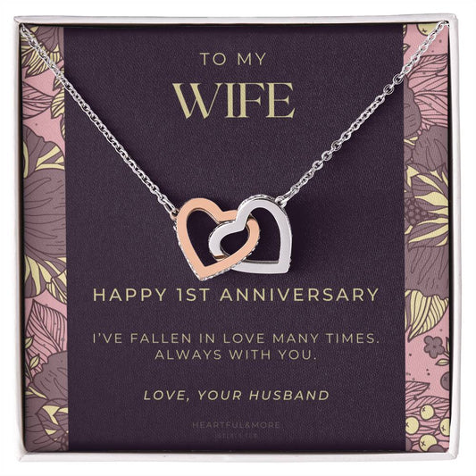 1 Year Anniversary Gift For Wife 1 Year Anniversary Gifts 1 Year Wedding Anniversary Gift Ideas 1St Wedding Anniversary Gift For Her Interlocking Hearts Necklace