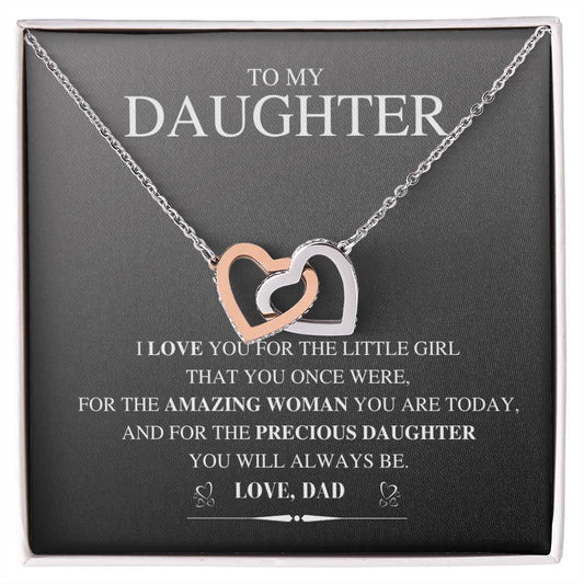 To My Daughter Necklace Gift From Dad Father Daughter Jewelry Gifts Birthday Gift For My Daughter Necklace Interlocking Hearts Necklace