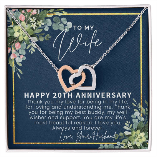 20Th Anniversary Gift For Wife 20 Year Anniversary Gifts 20Th Wedding Anniversary Gift Ideas 20 Year Anniversary Gift For Her Interlocking Hearts Necklace