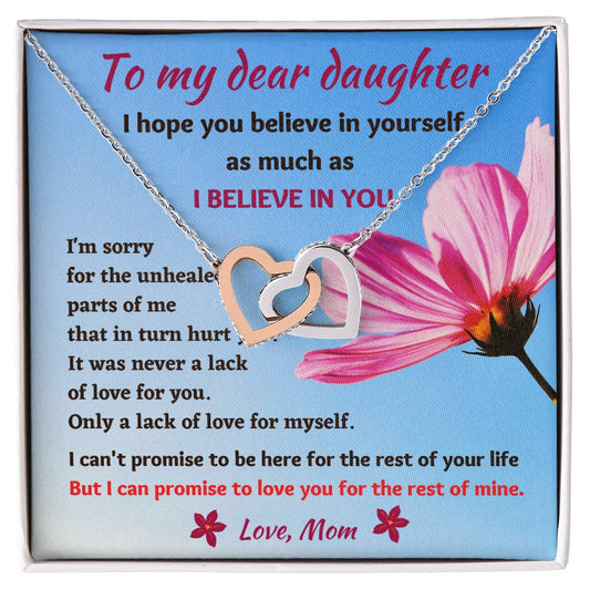 Emotional Message Card To My Daughter With Beautiful Interlocked Hearts Necklace Interlocking Hearts Necklace