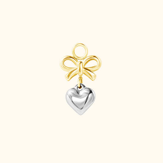 Two Toned Ribbon Heart Charm