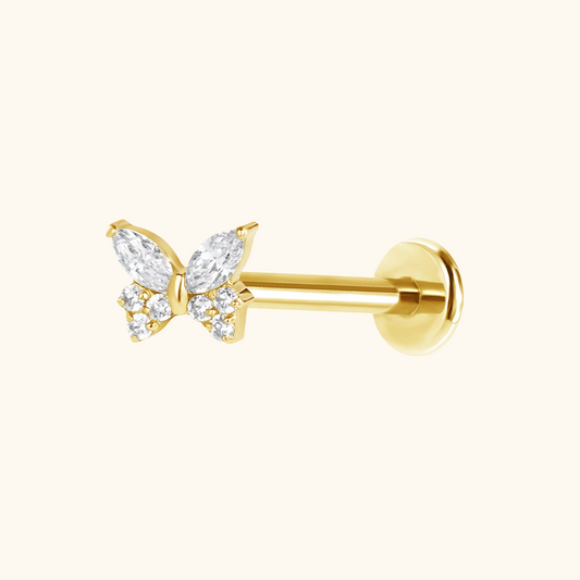 Icy Butterfly Flatback Stud