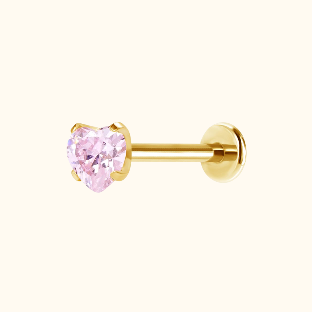 Diamond Heart Flatback Stud