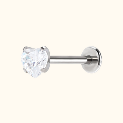Diamond Heart Flatback Stud