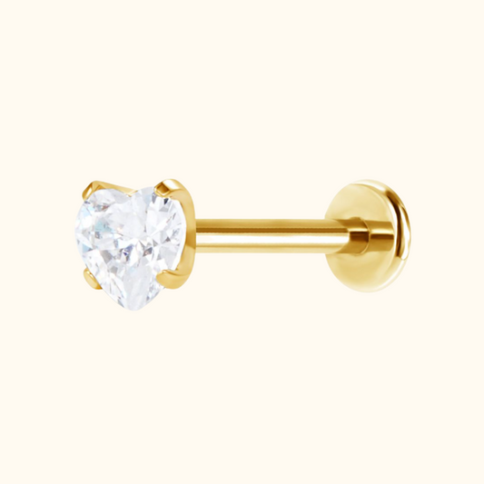 Diamond Heart Flatback Stud