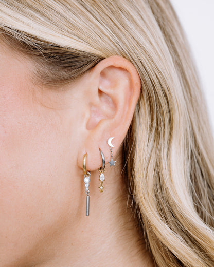 Starlit Moon Drop Flatback Stud