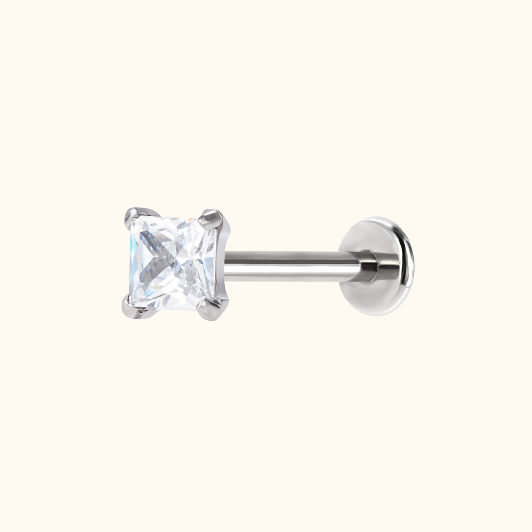 Princess Cut Flatback Stud