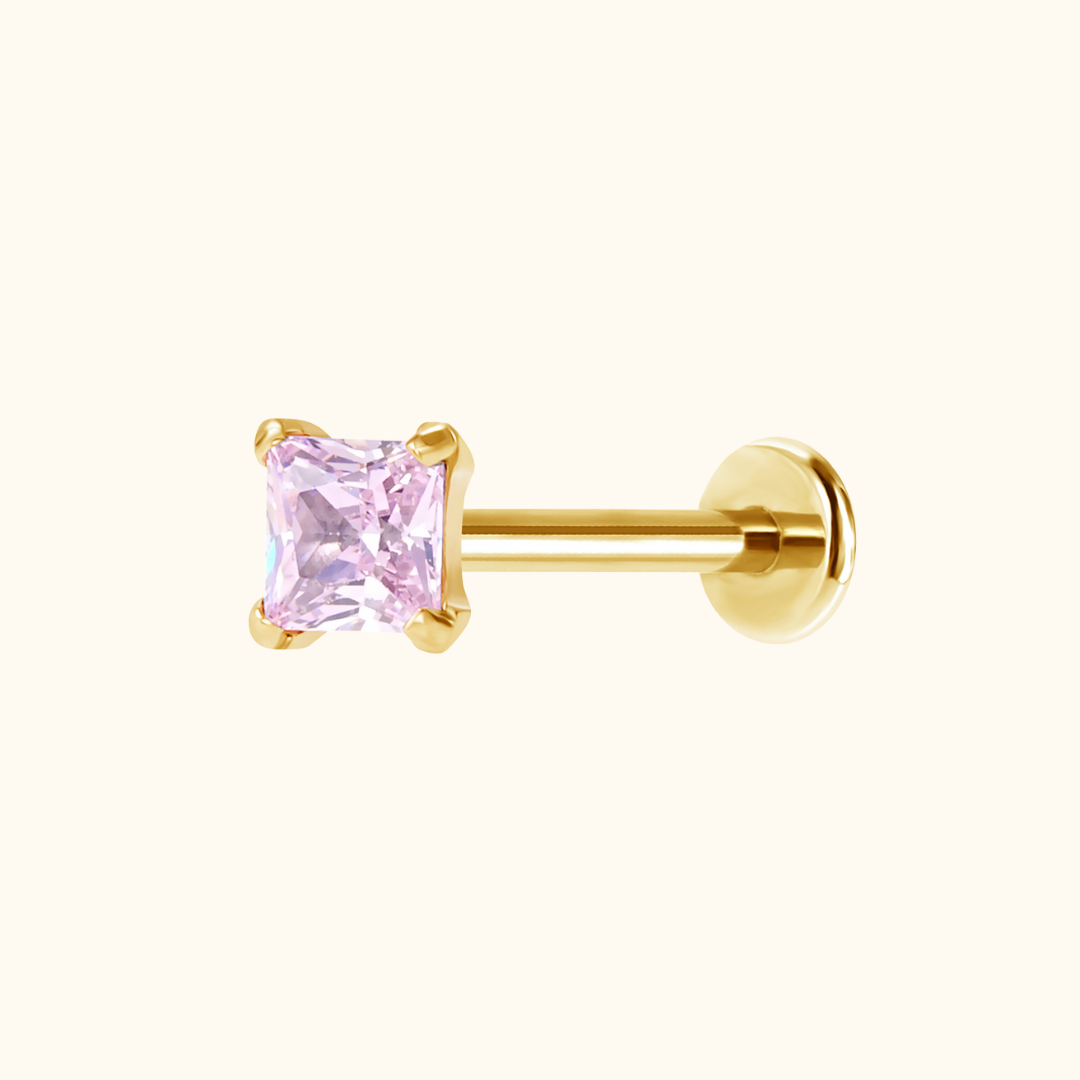 Princess Cut Flatback Stud