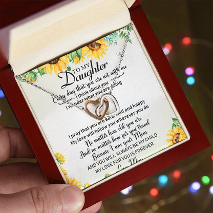 To My Daughter Interlocking Hearts Necklace Message Card